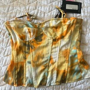 ORANGE TIE DYE PRINT STRUCTURE CORSET TOP